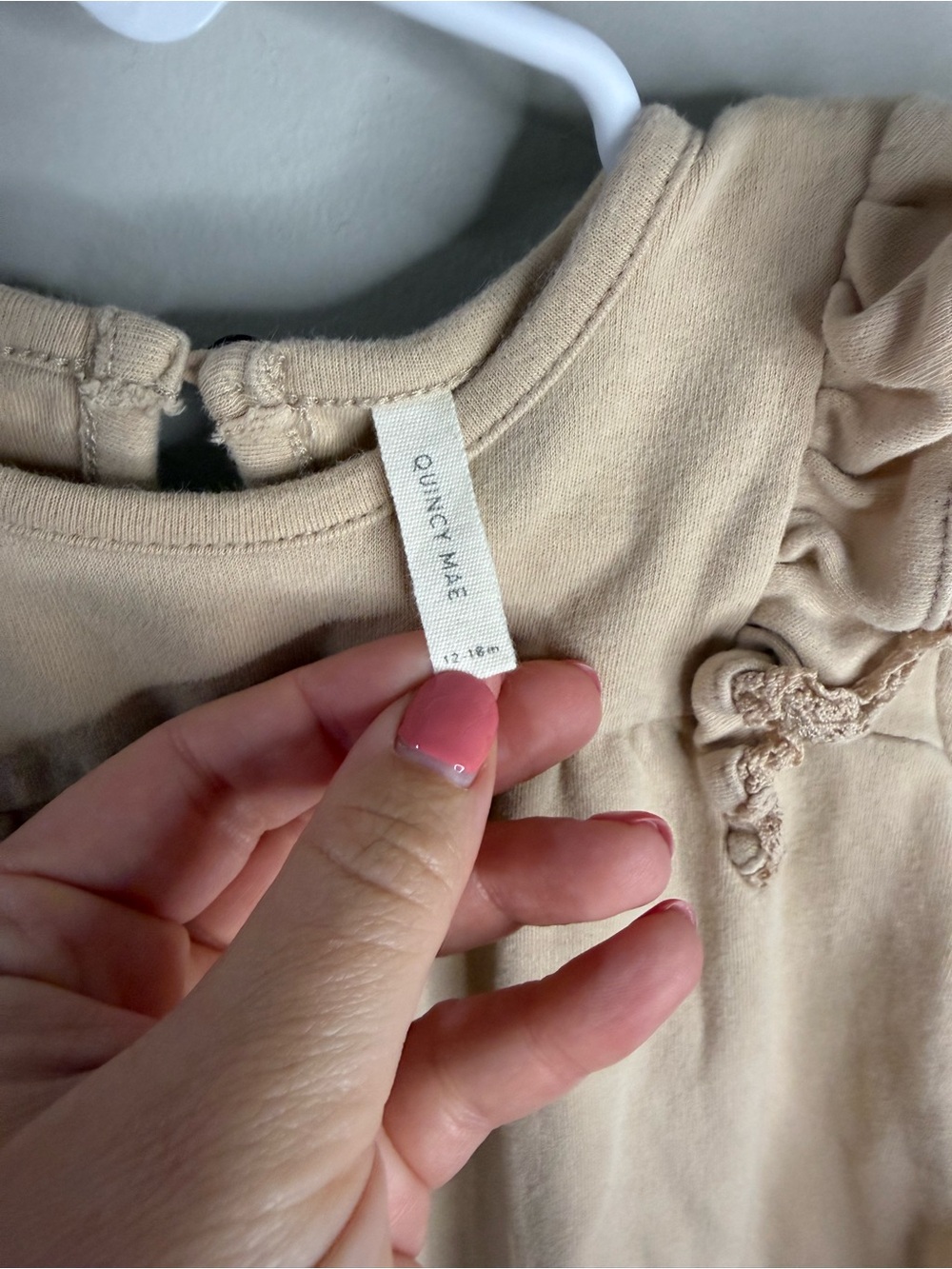 Quincy Mae Ruffle Sleeve Dress - Tan - Picture 3 of 3